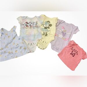 Disney 3 Baby Bodysuits One Piece Newborn And 2 Other NB Pieces Included